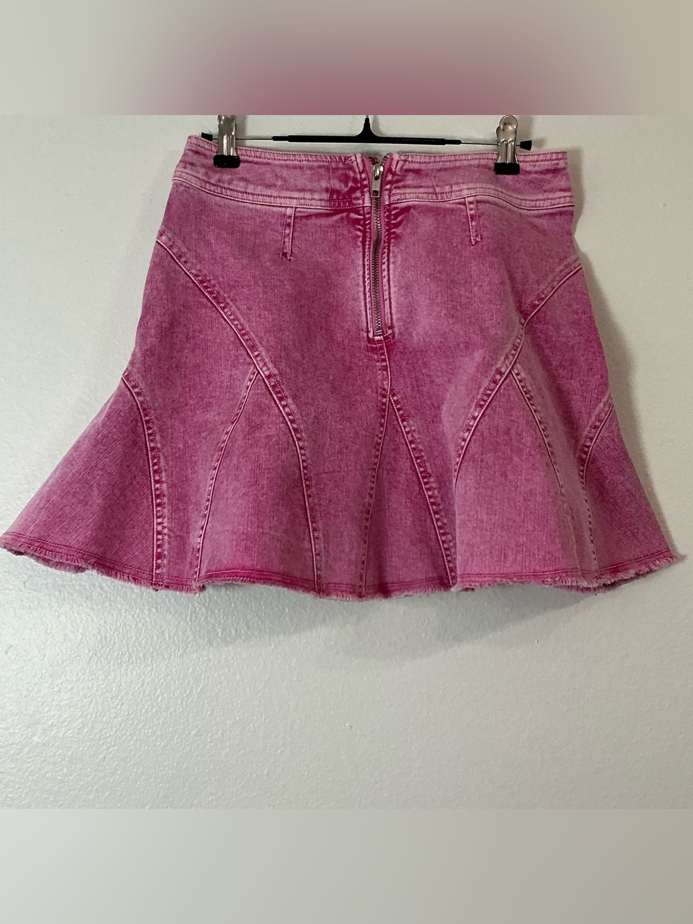 Pilcro Anthropologie Pink Denim Skater Mini Skirt Y2K A-Line Vintage Size 0 - Picture 3 of 11